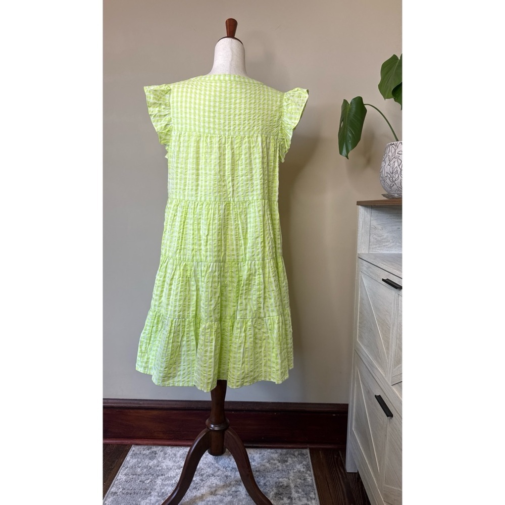 Roller Rabbit Remi Gingham Pippa Dress Size XL Lime Green - Picture 2 of 5